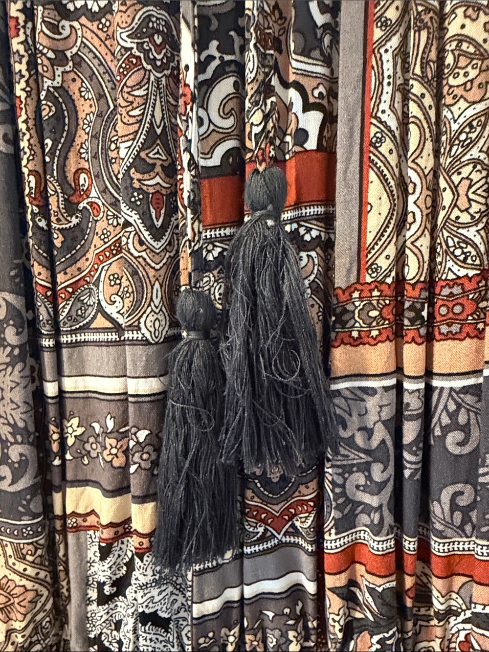 Paisley Peasant Tunic romper in Rust, Black & Cream - Picture 5 of 8